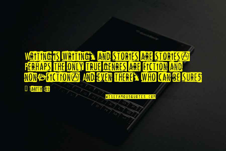Tanith Quotes By Tanith Lee: Writing is writing, and stories are stories. Perhaps