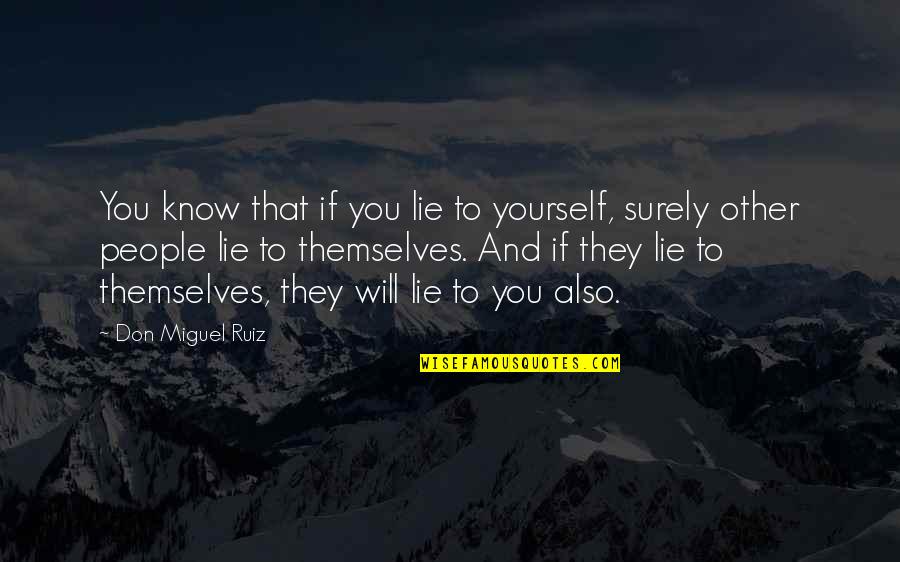 Tanked Animal Planet Quotes By Don Miguel Ruiz: You know that if you lie to yourself,