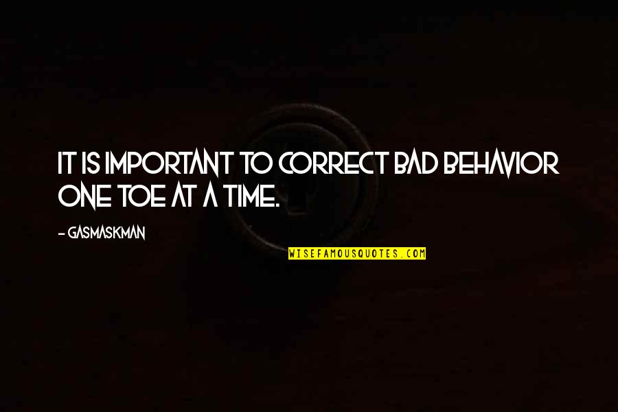 Tanned Lines Quotes By Gasmaskman: It is important to correct bad behavior one