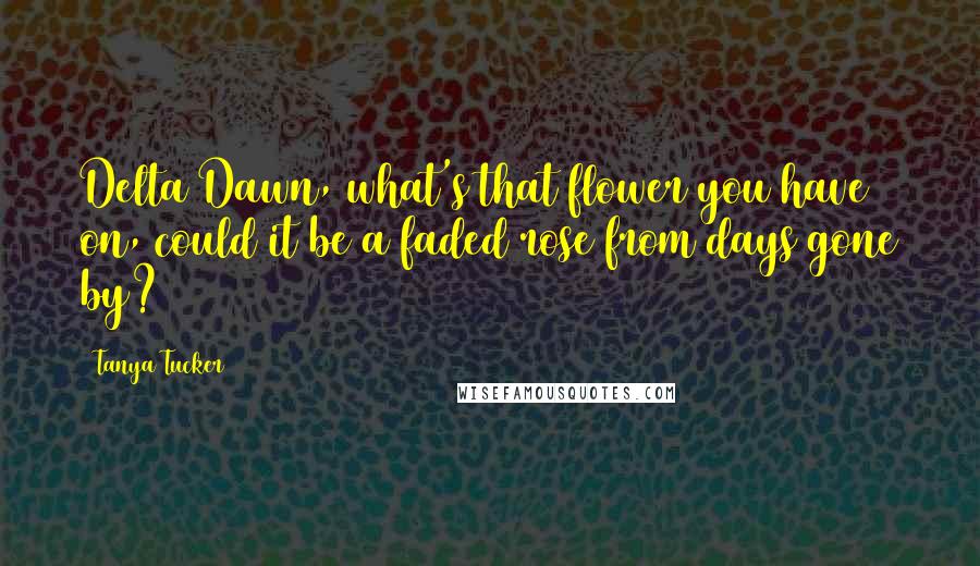 Tanya Tucker quotes: Delta Dawn, what's that flower you have on, could it be a faded rose from days gone by?