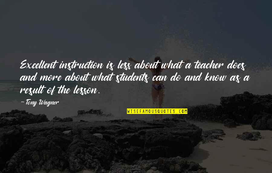 Tanyakan Kiewchom Quotes By Tony Wagner: Excellent instruction is less about what a teacher