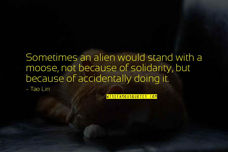 Tao Lin Quotes By Tao Lin: Sometimes an alien would stand with a moose,