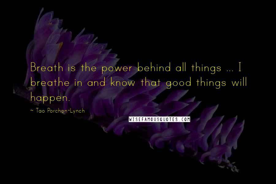 Tao Porchon-Lynch quotes: Breath is the power behind all things ... I breathe in and know that good things will happen.