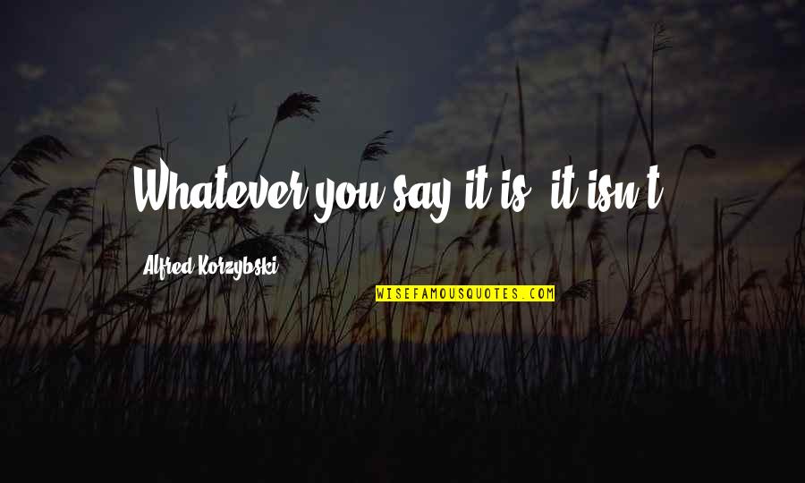Tapeswaram Kaja Quotes By Alfred Korzybski: Whatever you say it is, it isn't.