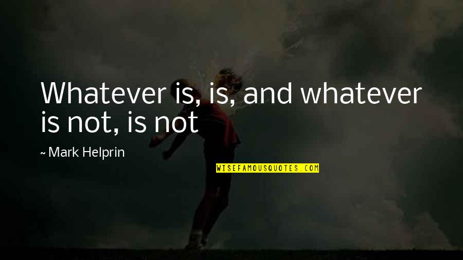 Tara Conklin Quotes By Mark Helprin: Whatever is, is, and whatever is not, is Tara Conklin Quotes By Mark Helprin: Whatever is, is, and whatever is not, is