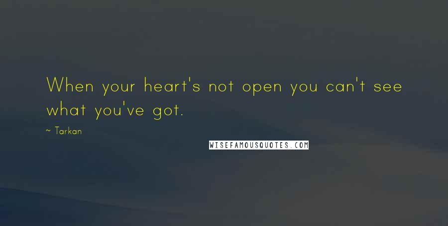 Tarkan quotes: When your heart's not open you can't see what you've got.