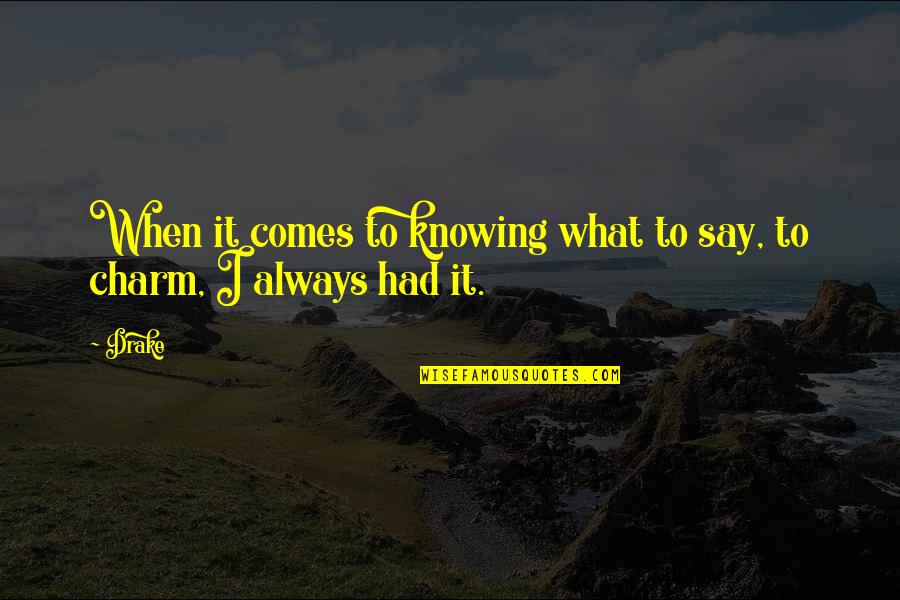 Tarmann Installations Quotes By Drake: When it comes to knowing what to say,