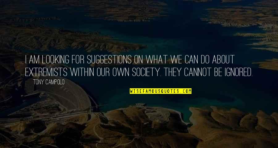 Tarnue Johnson Quotes By Tony Campolo: I am looking for suggestions on what we Tarnue Johnson Quotes By Tony Campolo: I am looking for suggestions on what we