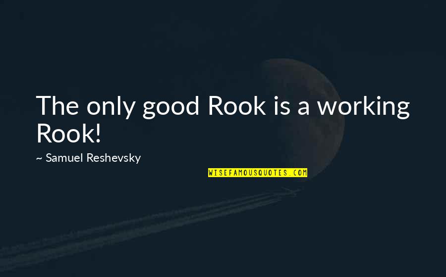 Tartarus Press Quotes By Samuel Reshevsky: The only good Rook is a working Rook! Tartarus Press Quotes By Samuel Reshevsky: The only good Rook is a working Rook!