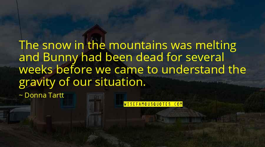 Tartt Quotes By Donna Tartt: The snow in the mountains was melting and Tartt Quotes By Donna Tartt: The snow in the mountains was melting and