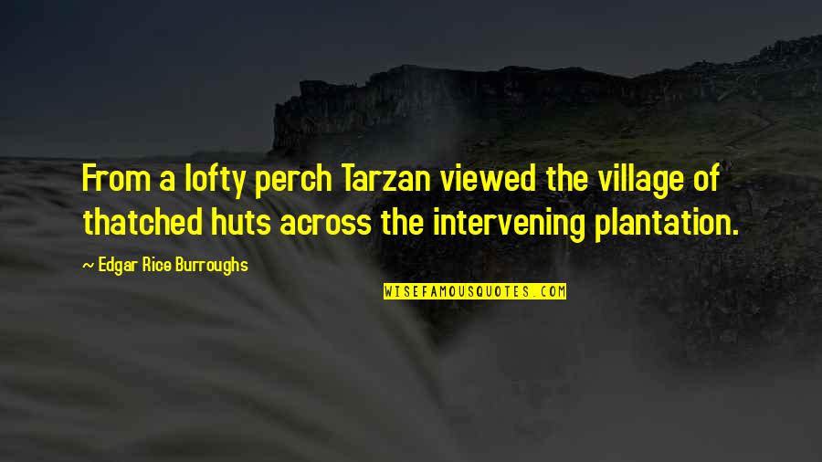 Tarzan's Quotes By Edgar Rice Burroughs: From a lofty perch Tarzan viewed the village