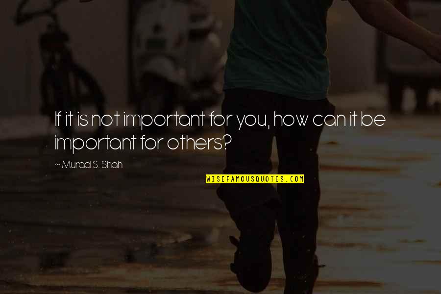 Taselin Quotes By Murad S. Shah: If it is not important for you, how