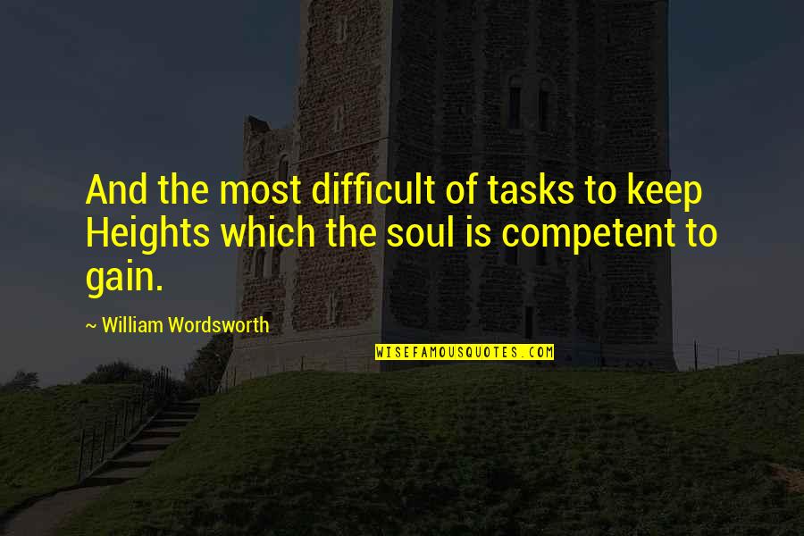 Tasks Quotes By William Wordsworth: And the most difficult of tasks to keep