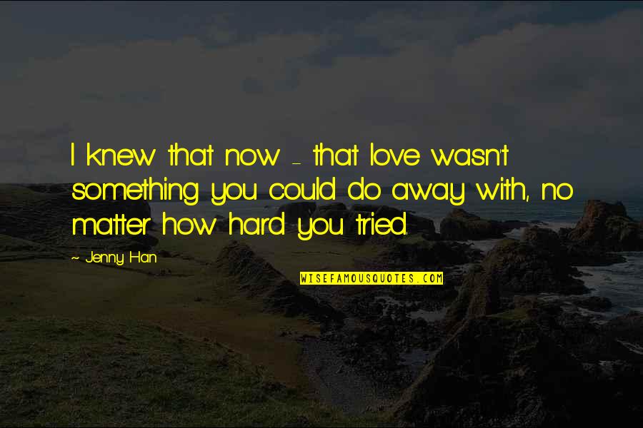 Tasneem Motara Quotes By Jenny Han: I knew that now - that love wasn't Tasneem Motara Quotes By Jenny Han: I knew that now - that love wasn't