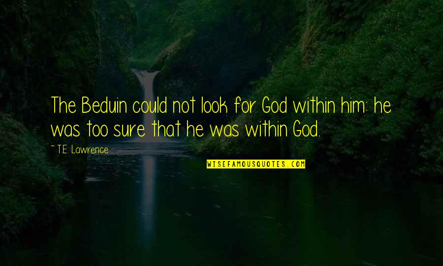 Tastetations Quotes By T.E. Lawrence: The Beduin could not look for God within Tastetations Quotes By T.E. Lawrence: The Beduin could not look for God within