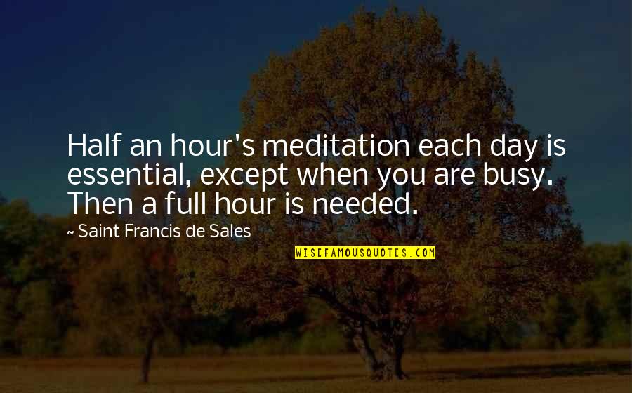 Tatamagouche Ns Quotes By Saint Francis De Sales: Half an hour's meditation each day is essential, Tatamagouche Ns Quotes By Saint Francis De Sales: Half an hour's meditation each day is essential,