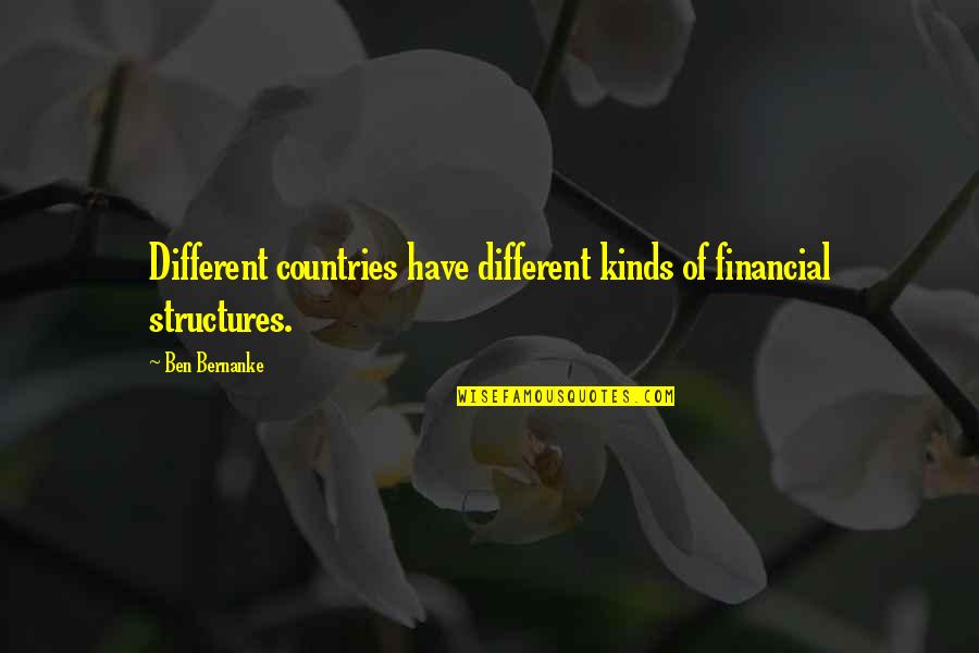 Taters Gonna Quotes By Ben Bernanke: Different countries have different kinds of financial structures.