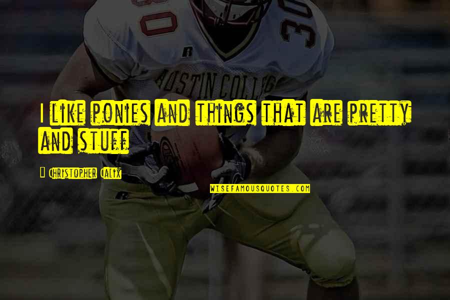 Tathata Quotes By Christopher Calix: I like ponies and things that are pretty Tathata Quotes By Christopher Calix: I like ponies and things that are pretty