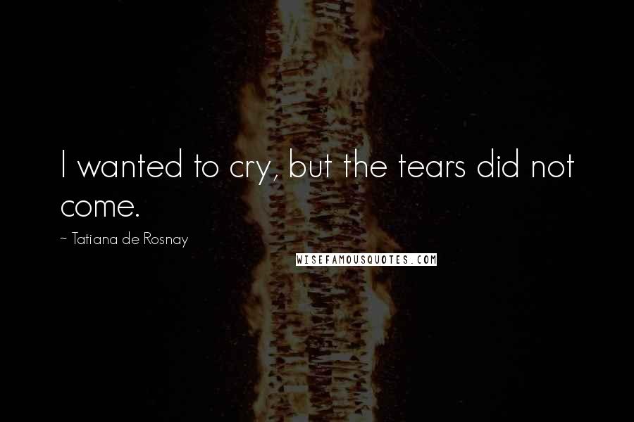 Tatiana De Rosnay quotes: I wanted to cry, but the tears did not come.