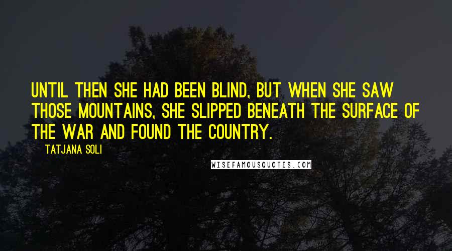 Tatjana Soli quotes: Until then she had been blind, but when she saw those mountains, she slipped beneath the surface of the war and found the country.