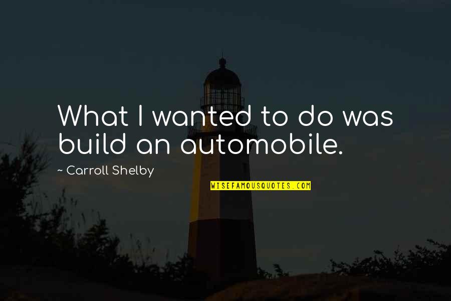 Tatli Kucuk Quotes By Carroll Shelby: What I wanted to do was build an Tatli Kucuk Quotes By Carroll Shelby: What I wanted to do was build an
