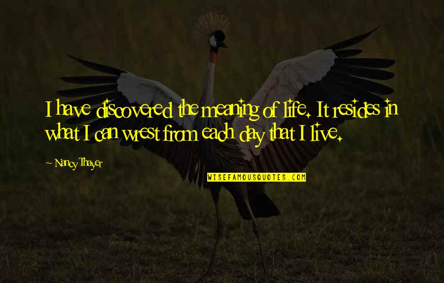 Tatovic Quotes By Nancy Thayer: I have discovered the meaning of life. It Tatovic Quotes By Nancy Thayer: I have discovered the meaning of life. It