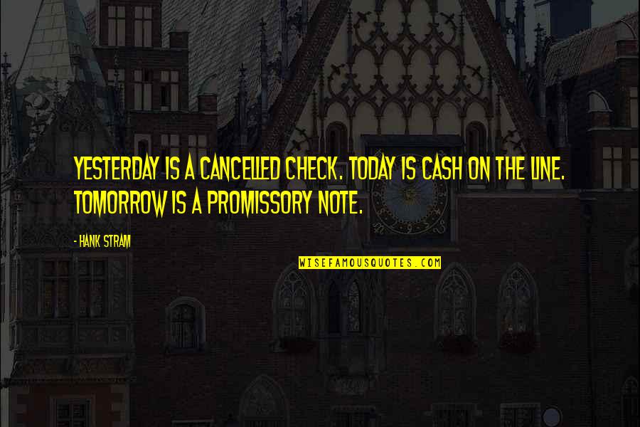 Tatsis Roditis Quotes By Hank Stram: Yesterday is a cancelled check. Today is cash Tatsis Roditis Quotes By Hank Stram: Yesterday is a cancelled check. Today is cash