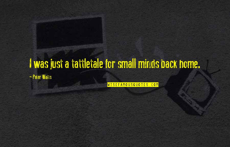 Tattletale Quotes By Peter Watts: I was just a tattletale for small minds