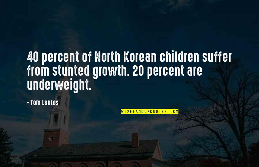 Tatts Ire Quotes By Tom Lantos: 40 percent of North Korean children suffer from