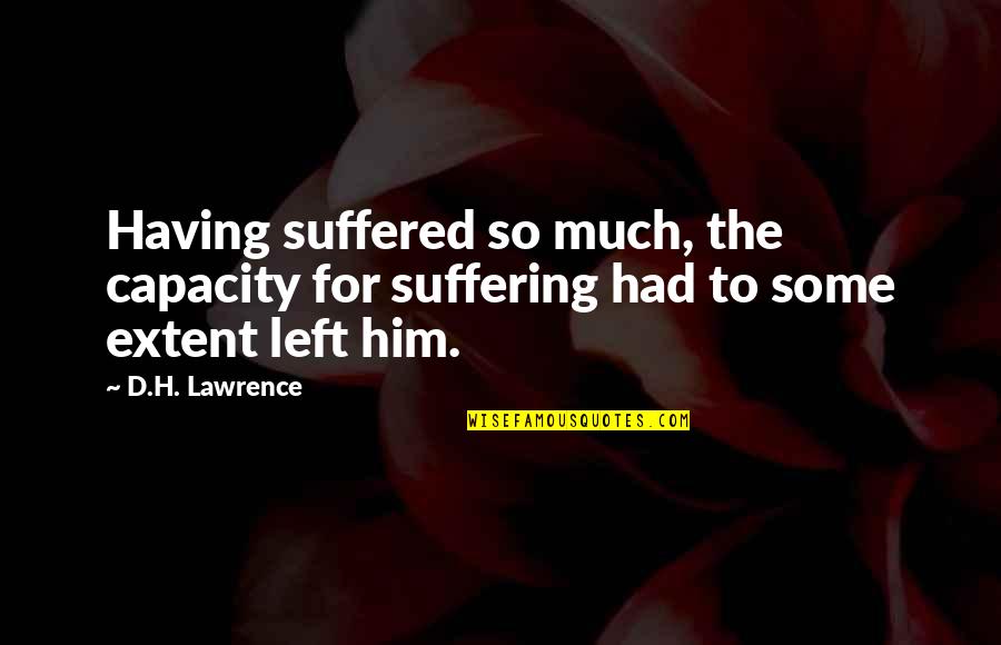 Taught That The Universe Quotes By D.H. Lawrence: Having suffered so much, the capacity for suffering