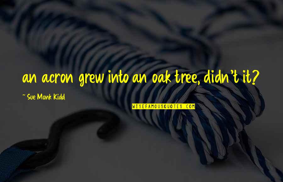 Taunt Status Quotes By Sue Monk Kidd: an acron grew into an oak tree, didn't