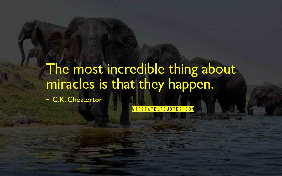 Taurina Wikipedia Quotes By G.K. Chesterton: The most incredible thing about miracles is that Taurina Wikipedia Quotes By G.K. Chesterton: The most incredible thing about miracles is that