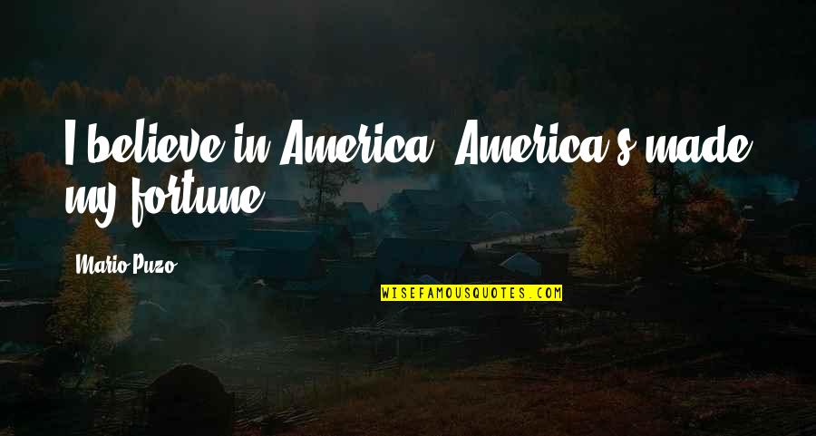 Tauro Quotes By Mario Puzo: I believe in America. America's made my fortune.