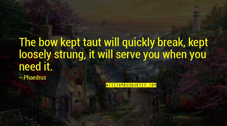 Taut Quotes By Phaedrus: The bow kept taut will quickly break, kept