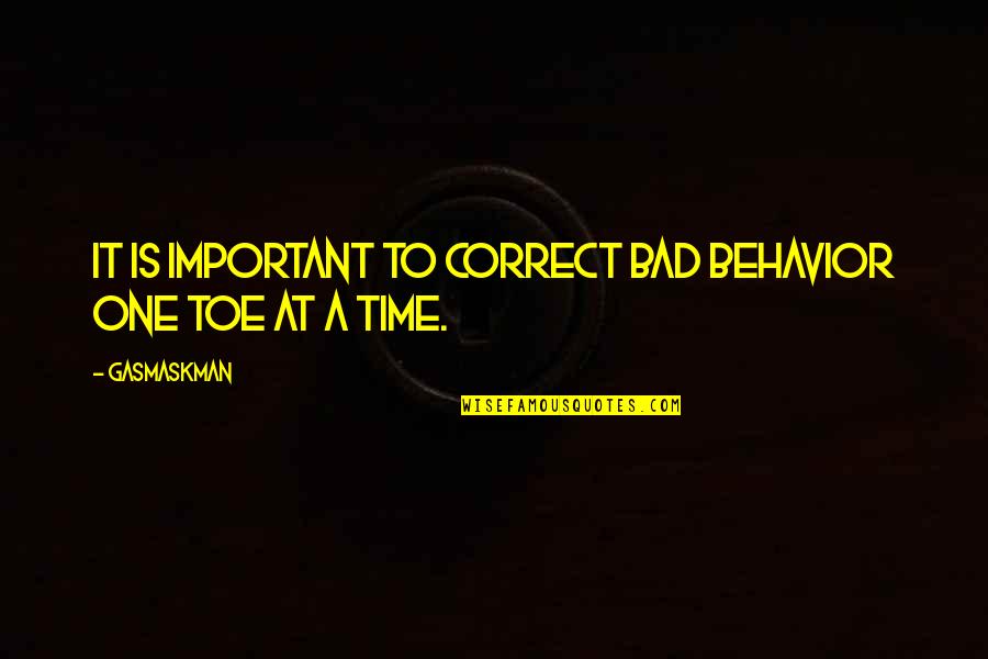 Tautly Face Quotes By Gasmaskman: It is important to correct bad behavior one