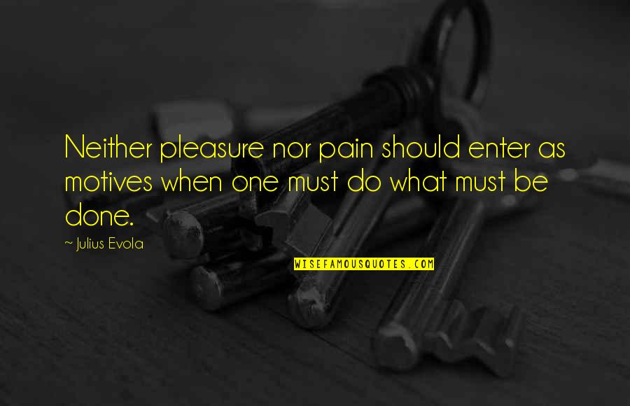 Tava Waters Quotes By Julius Evola: Neither pleasure nor pain should enter as motives