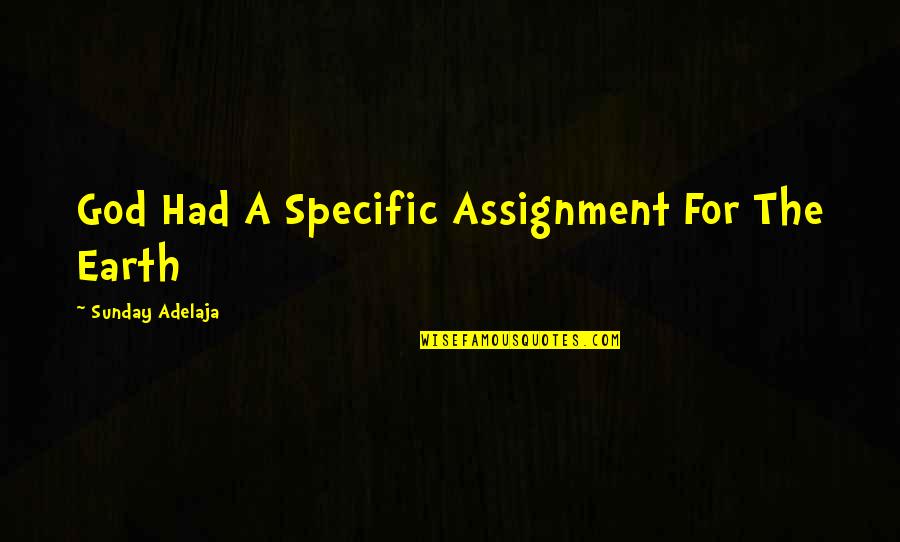 Tavale Chandler Quotes By Sunday Adelaja: God Had A Specific Assignment For The Earth