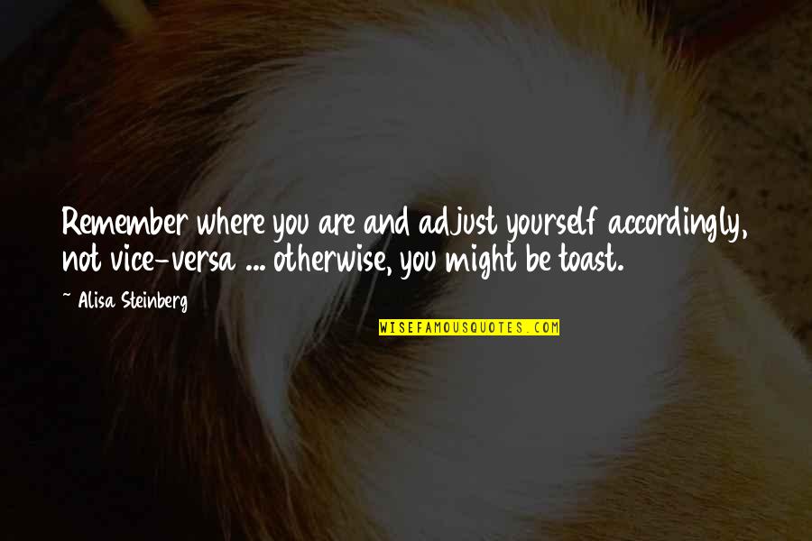Tawewan Tansatit Quotes By Alisa Steinberg: Remember where you are and adjust yourself accordingly, Tawewan Tansatit Quotes By Alisa Steinberg: Remember where you are and adjust yourself accordingly,