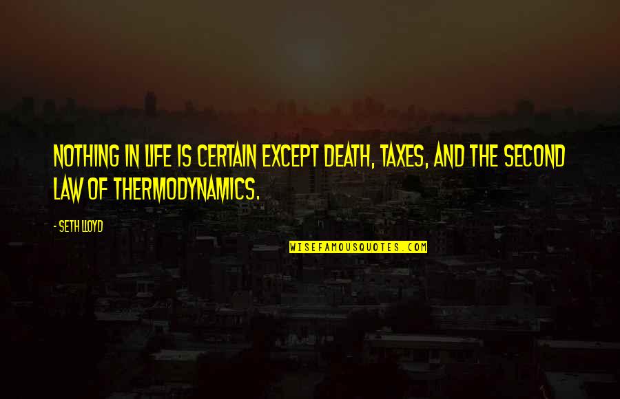 Taxes And Death Quotes By Seth Lloyd: Nothing in life is certain except death, taxes,