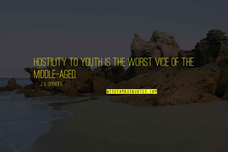 Taxes Jokes Quotes By J. A. Spender: Hostility to youth is the worst vice of