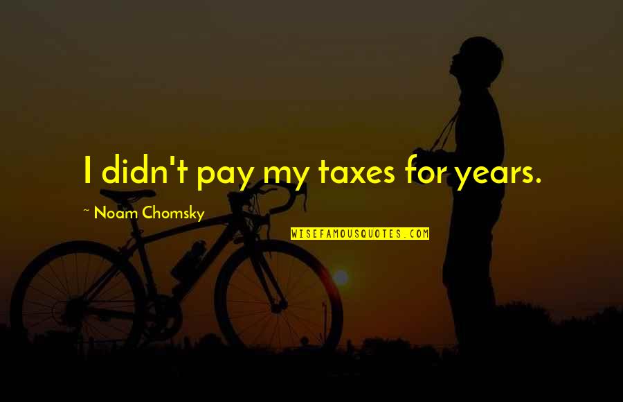 Taxes Quotes By Noam Chomsky: I didn't pay my taxes for years.