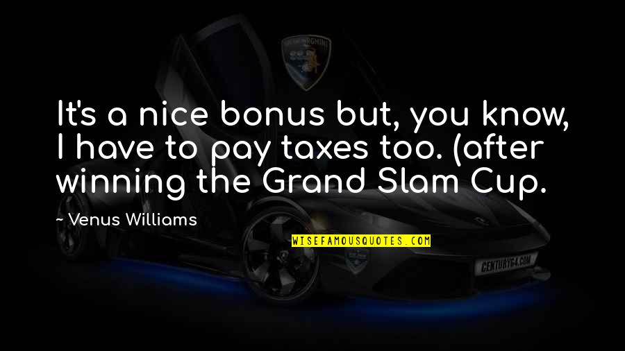 Taxes Quotes By Venus Williams: It's a nice bonus but, you know, I