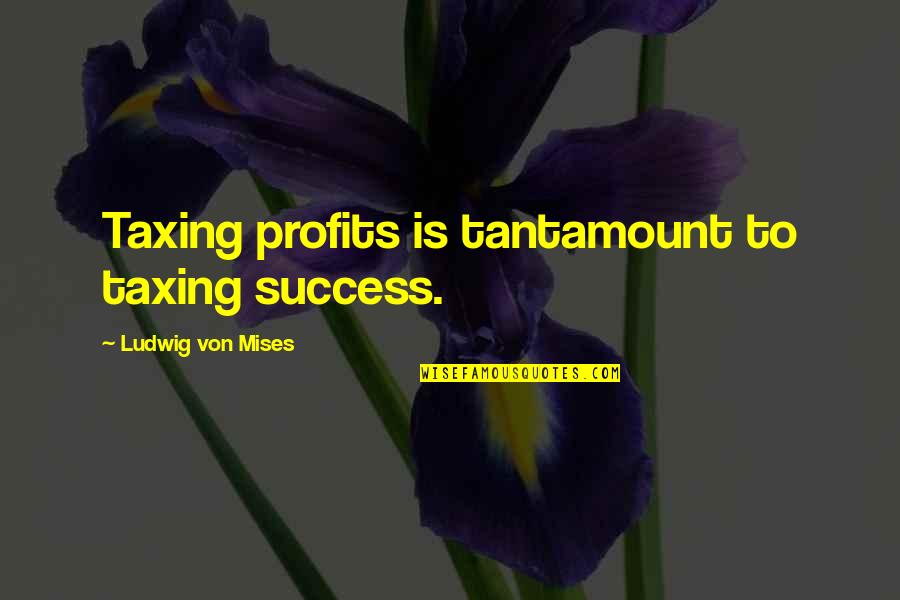 Taxing Quotes By Ludwig Von Mises: Taxing profits is tantamount to taxing success.