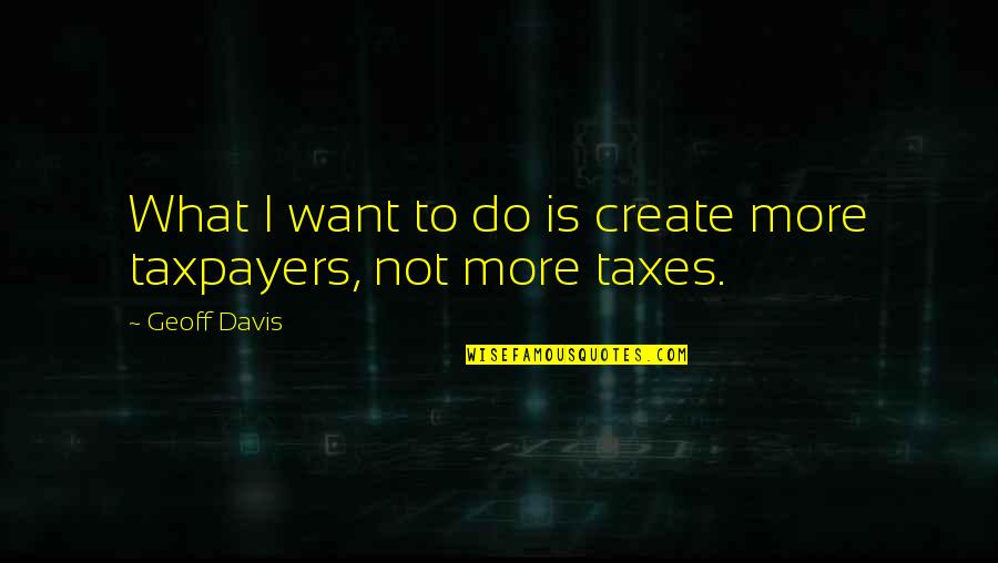 Taxpayers Quotes By Geoff Davis: What I want to do is create more