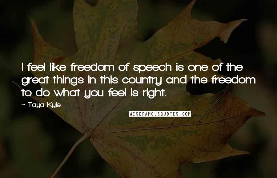 Taya Kyle quotes: I feel like freedom of speech is one of the great things in this country and the freedom to do what you feel is right.