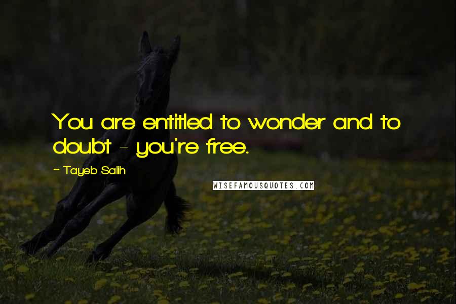 Tayeb Salih quotes: You are entitled to wonder and to doubt - you're free.