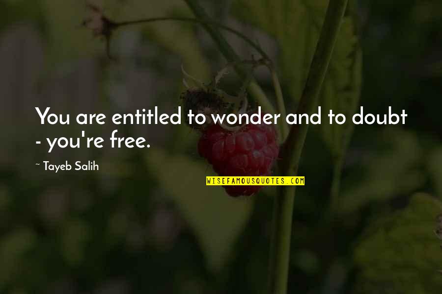 Tayeb Salih Quotes By Tayeb Salih: You are entitled to wonder and to doubt Tayeb Salih Quotes By Tayeb Salih: You are entitled to wonder and to doubt