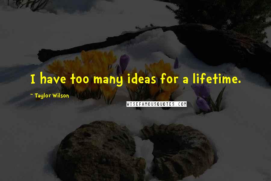 Taylor Wilson quotes: I have too many ideas for a lifetime.