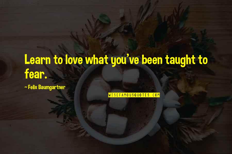 Taymon Quotes By Felix Baumgartner: Learn to love what you've been taught to Taymon Quotes By Felix Baumgartner: Learn to love what you've been taught to