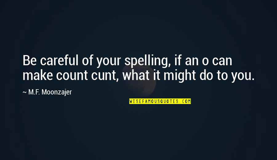 Tbk Online Quotes By M.F. Moonzajer: Be careful of your spelling, if an o